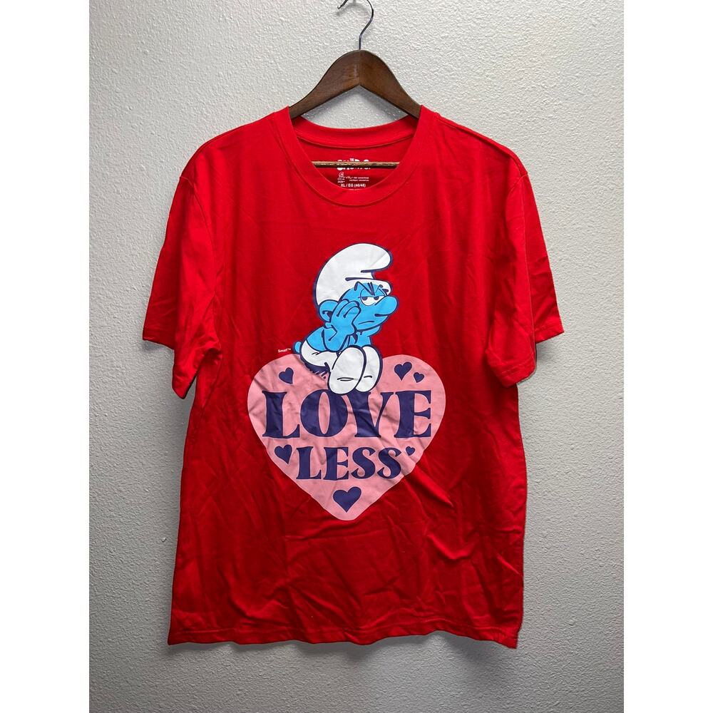 The Smurfs Shirt Loveless Love Less Red Graphic Tee Cartoon XL